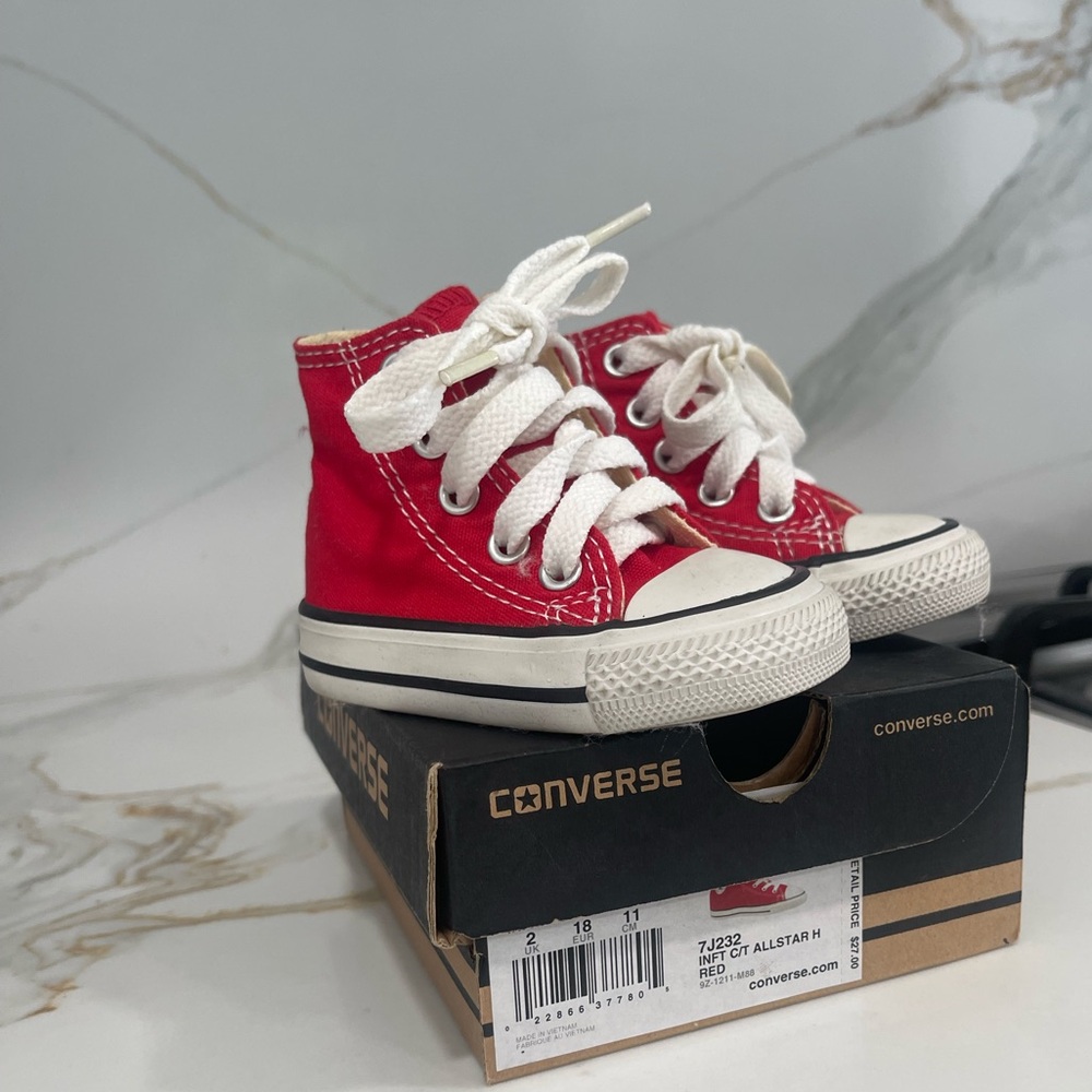 Converse Kids' Red High-Tops with White Accents
